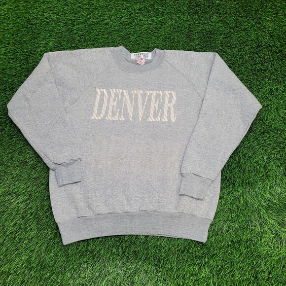 Vintage Denver Raglan Sweatshirt Womens XL 21x24 Spellout - Picture 1 of 14